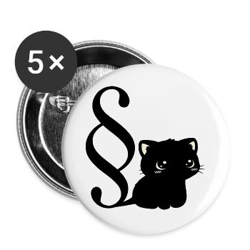 Katzen Gesetze Jura Studium - Buttons groß 56 mm (5er Pack) - Weiß - Vorne