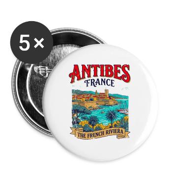 City Antibes France The French Riviera Coastal - Buttons groß 56 mm (5er Pack) - Weiß - Vorne