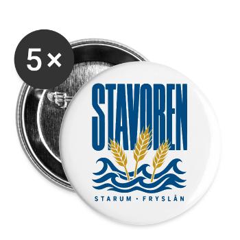 Stavoren Starum Friesland Weizen und Wellen - Buttons groß 56 mm (5er Pack) - Weiß - Vorne