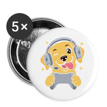 Gaming Labrador mit Headset und Controller - Buttons groß 56 mm (5er Pack) - Weiß - Vorne