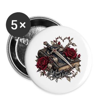 Dunkle Romanze: Herz Rose Klinge - Buttons groß 56 mm (5er Pack) - Weiß - Vorne