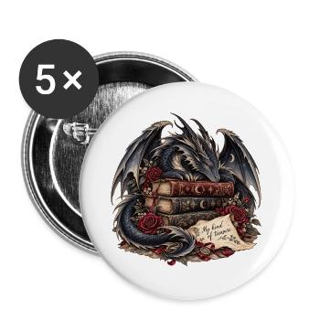 Drachenbuch Schatz der Nacht - Buttons groß 56 mm (5er Pack) - Weiß - Vorne