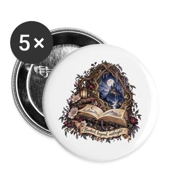 Mitternachtsbuchtraum Märchenwelt - Buttons groß 56 mm (5er Pack) - Weiß - Vorne