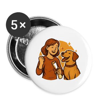 Geschenk nach bestandener Begleithundeprüfung - Buttons groß 56 mm (5er Pack) - Weiß - Vorne