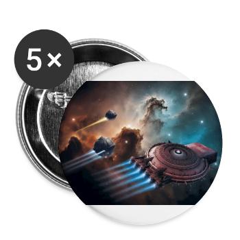BASIS – Raumschiff der PERRY RHODAN-Serie  - Buttons groß 56 mm (5er Pack) - Weiß - Vorne