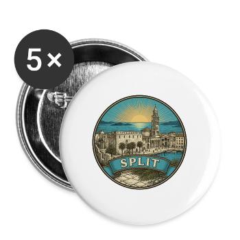 Split Kroatien Reiseabzeichen Diokletians Andenken - Buttons groß 56 mm (5er Pack) - Weiß - Vorne