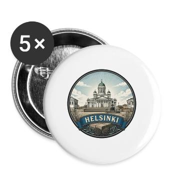 Helsinki Finnland Reiseabzeichen Kathedralen-Souvenir - Buttons groß 56 mm (5er Pack) - Weiß - Vorne