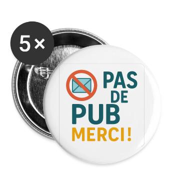 Keine Werbung, danke! - Buttons groß 56 mm (5er Pack) - Weiß - Vorne