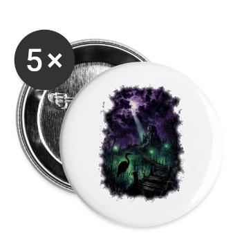 Mystischer Grusel Sumpf – Gothic Horror Schloss - Buttons groß 56 mm (5er Pack) - Weiß - Vorne