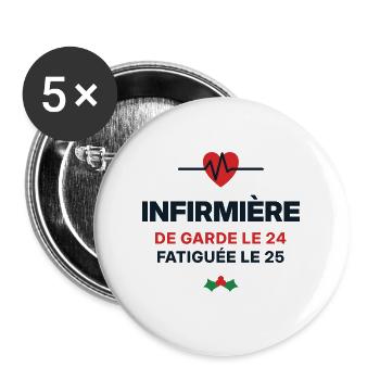 Krankenschwester im Dienst zu Weihnachten – Krankenschwestergeschenk - Buttons groß 56 mm (5er Pack) - Weiß - Vorne