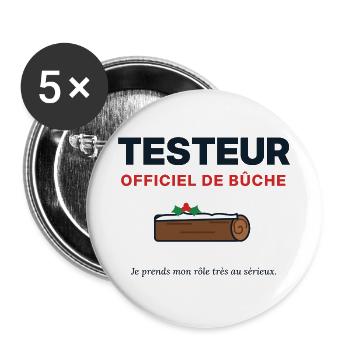 Offizieller Tester des Weihnachtsprotokolls – Weihnachtshumor - Buttons groß 56 mm (5er Pack) - Weiß - Vorne