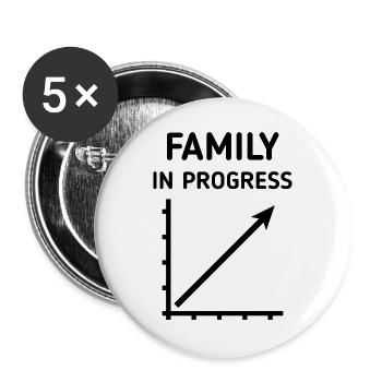 Family In Progress (Schwanger / Eltern / Black) - Buttons groß 56 mm (5er Pack) - Weiß - Vorne