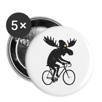 Elch Auf Rennrad Fahrrad Radsport - Buttons groß 56 mm (5er Pack) - Weiß - Vorne