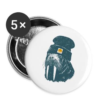 Walross Meer Küstenkind Outdoor - Buttons groß 56 mm (5er Pack) - Weiß - Vorne