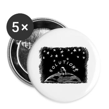 Solutions – Mädchen auf der Weltkugel unter Sterne - Buttons groß 56 mm (5er Pack) - Weiß - Vorne