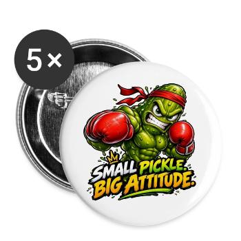 Eine kleine Gurke, ein großer Charakter! - Buttons groß 56 mm (5er Pack) - Weiß - Vorne
