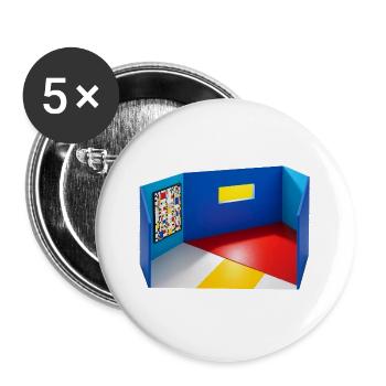 Abstrakter Raum in Primärfarben - Buttons groß 56 mm (5er Pack) - Weiß - Vorne