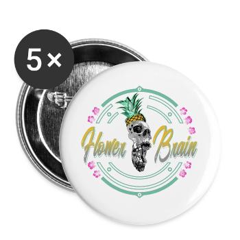 Tropischer Schädel mit Ananas - Buttons groß 56 mm (5er Pack) - Weiß - Vorne