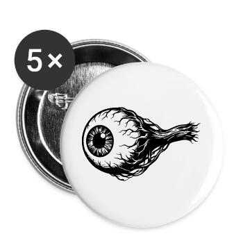 Horror Auge - Buttons groß 56 mm (5er Pack) - Weiß - Vorne