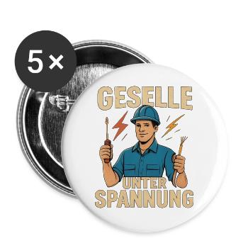 Geschenk zur bestandenen Elektriker-Gesellenprüfun - Buttons groß 56 mm (5er Pack) - Weiß - Vorne