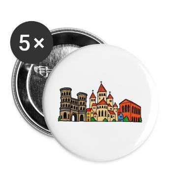 Trier Skyline im bunten Wachsmalstil - Buttons groß 56 mm (5er Pack) - Weiß - Vorne