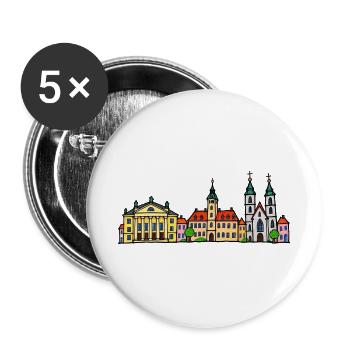 Weimar Skyline im bunten Wachsmalstil - Buttons groß 56 mm (5er Pack) - Weiß - Vorne