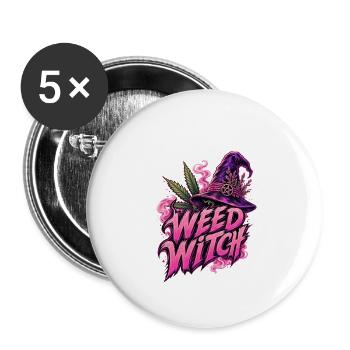 Weed Witch – Pink Edition - Buttons groß 56 mm (5er Pack) - Weiß - Vorne