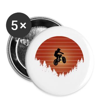 Mountainbike Jump - Buttons groß 56 mm (5er Pack) - Weiß - Vorne