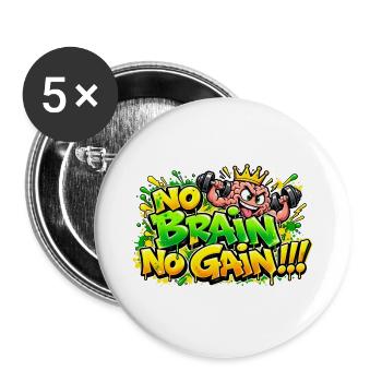 KEIN GEHIRN, KEIN FORTSCHRITT – Kultgraffiti! - Buttons groß 56 mm (5er Pack) - Weiß - Vorne