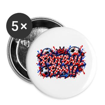 FUSSBALLFAN – Rotes Schachbrett-Graffiti, das zuschlägt - Buttons groß 56 mm (5er Pack) - Weiß - Vorne