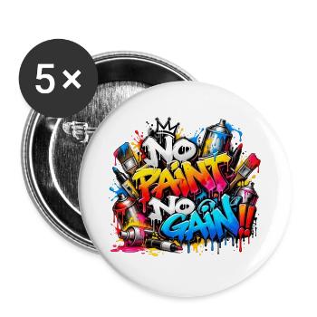 KEINE FARBE, KEIN WACHSTUM – Explosive Street Art Graffiti! - Buttons groß 56 mm (5er Pack) - Weiß - Vorne