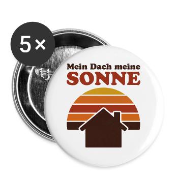 Mein Dach meine Sonne Retro Solar Shirt - Buttons groß 56 mm (5er Pack) - Weiß - Vorne