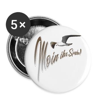 Moin ihr Spacken Möwe - Buttons groß 56 mm (5er Pack) - Weiß - Vorne