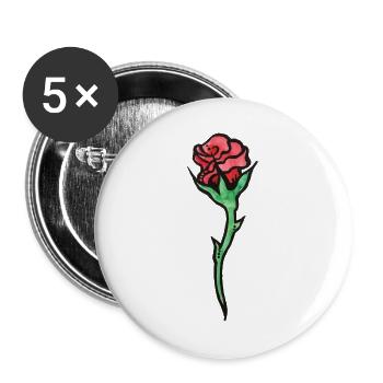 Rose Bloom Aquarell - Buttons groß 56 mm (5er Pack) - Weiß - Vorne