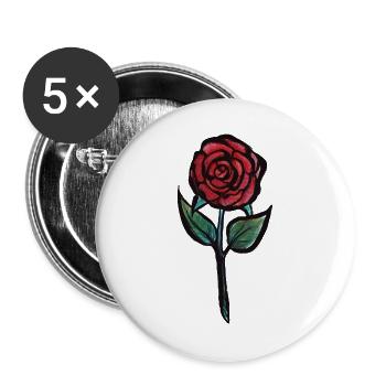 Karmesinrose Aquarell - Buttons groß 56 mm (5er Pack) - Weiß - Vorne