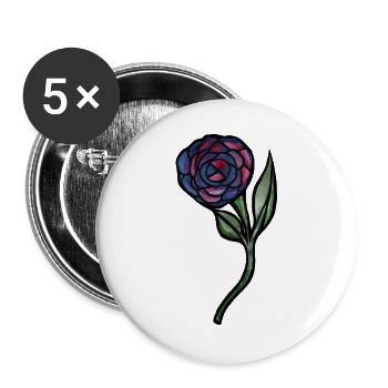 Blaues Rosen-Aquarell auf Schwarz - Buttons groß 56 mm (5er Pack) - Weiß - Vorne