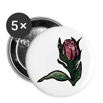 Rosenblüte auf Mitternachtsschwarz - Buttons groß 56 mm (5er Pack) - Weiß - Vorne