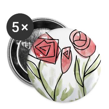 Geometrisches Rosen-Aquarell - Buttons groß 56 mm (5er Pack) - Weiß - Vorne