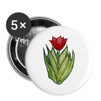 Tulpen-Aquarellblüte - Buttons groß 56 mm (5er Pack) - Weiß - Vorne