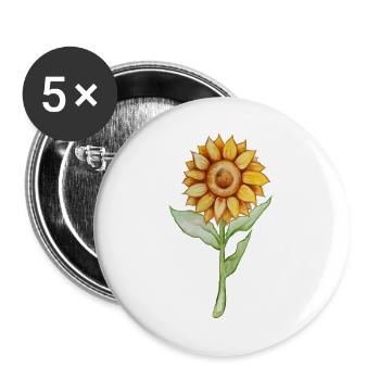 Sonnenblumen-Aquarellblüte - Buttons groß 56 mm (5er Pack) - Weiß - Vorne