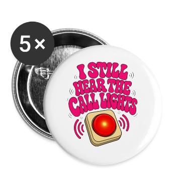 Call Lights Typografie Pflegekraft RN Krankenhaus - Buttons groß 56 mm (5er Pack) - Weiß - Vorne
