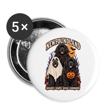 Spooky Night Loyal Company – Neufundländer Hundemama - Buttons groß 56 mm (5er Pack) - Weiß - Vorne
