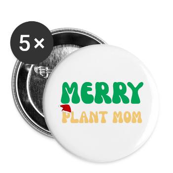 Fröhliche Pflanzenmama Weihnachtsgeschenk Pflanzenliebhaber Feiertag - Buttons groß 56 mm (5er Pack) - Weiß - Vorne