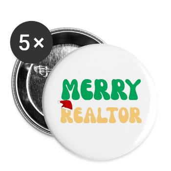 Weihnachtsimmobilienmakler festliches Weihnachtsgeschenk - Buttons groß 56 mm (5er Pack) - Weiß - Vorne