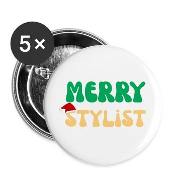 Frohe Stylistin Weihnachten Friseur Salon Geschenk - Buttons groß 56 mm (5er Pack) - Weiß - Vorne