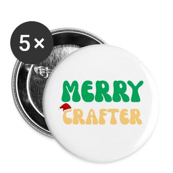 Fröhliches Bastelhandwerker-Weihnachtsgeschenk Retro-DIY-Stricken Ho - Buttons groß 56 mm (5er Pack) - Weiß - Vorne
