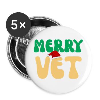 Süßes fröhliches Veterinär-Weihnachten-Vet-Tech-Geschenk - Buttons groß 56 mm (5er Pack) - Weiß - Vorne
