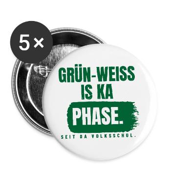 Grün-Weiß is ka Phase - Buttons groß 56 mm (5er Pack) - Weiß - Vorne