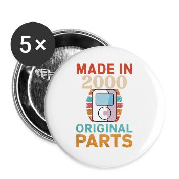 2000 Geburtstag Originaler MP3-Player Vintage Retro - Buttons groß 56 mm (5er Pack) - Weiß - Vorne