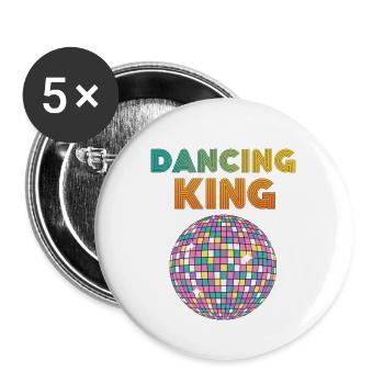 Dancing King Discokugel Vintage Geburtstag Party - Buttons groß 56 mm (5er Pack) - Weiß - Vorne
